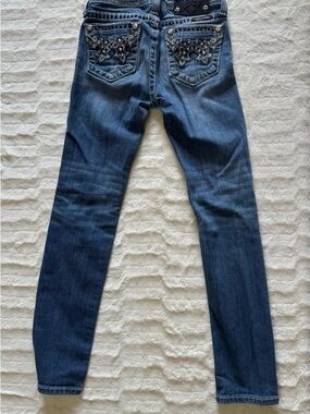 Miss Me Dark Blue Embellished Back-Pocket Jeans